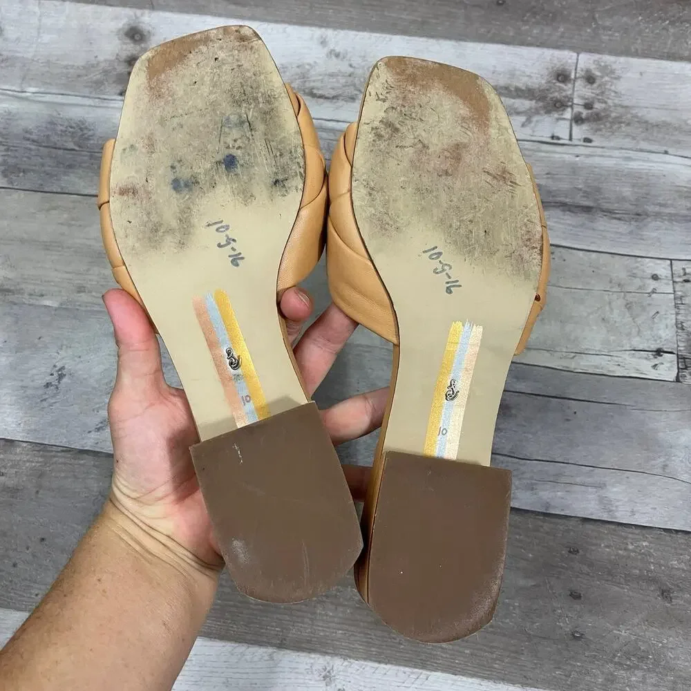 Sam Edelman Dawson Square Toe Quilted Leather Slide Sandals Size 10 Beige - Picture 13 of 15